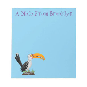 Funny gele paardenvogel cartoon notitieblok