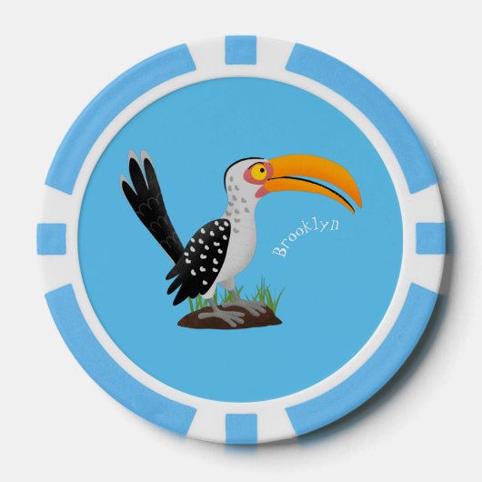 Funny gele paardenvogel cartoon poker chips (Voorkant)