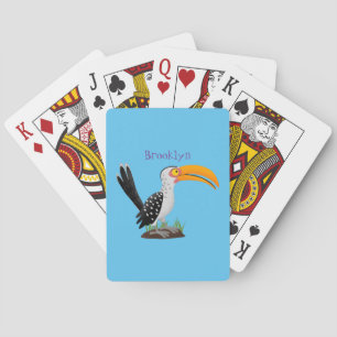 Funny gele paardenvogel cartoon pokerkaarten