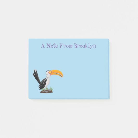 Funny gele paardenvogel cartoon post-it® notes (Voorkant)
