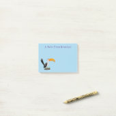 Funny gele paardenvogel cartoon post-it® notes (Op bureau)