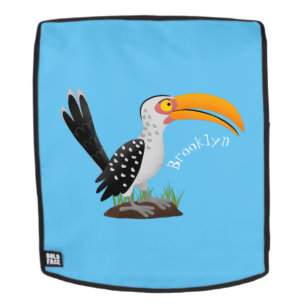 Funny gele paardenvogel cartoon rugtassen