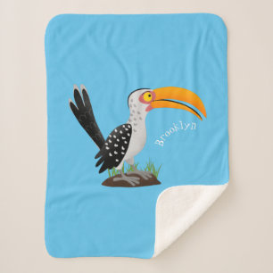 Funny gele paardenvogel cartoon sherpa deken