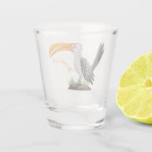 Funny gele paardenvogel cartoon shot glas (Achterkant)