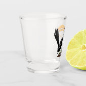 Funny gele paardenvogel cartoon shot glas (Links)