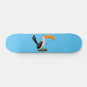 Funny gele paardenvogel cartoon skateboard (Horizontaal)
