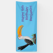 Funny gele paardenvogel cartoon spandoek (Verticaal)