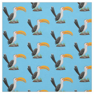 Funny gele paardenvogel cartoon stof