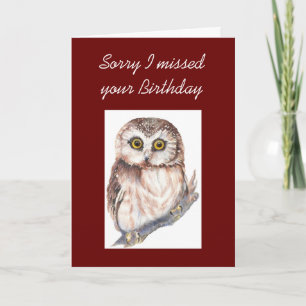 Funny General Belated Birthday, Cute Owl Kaart