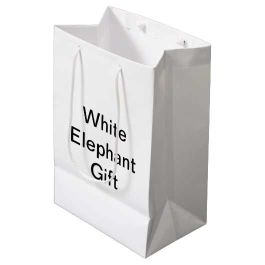 Funny Generic White Elephant Gift Medium Cadeauzakje (Voorkant Gekanteld)