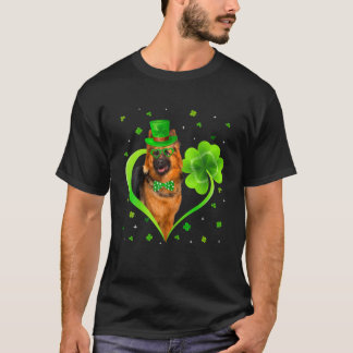 Funny German Shepherd Dog Cute Heart Shamrock Patr T-shirt