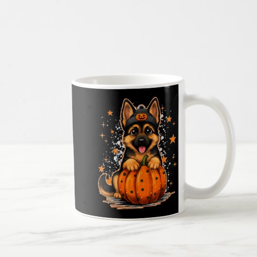 Funny German Shepherd Dog Halloween Pumpkin Graphi Koffiemok (Rechts)