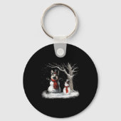 Funny German Shepherd Dog In The Snow Tree Christm Sleutelhanger (Voorkant)