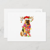 Funny German Shepherd Santa Hat Xmas Lights Gift D Aankondigingskaart (Voorkant / Achterkant)