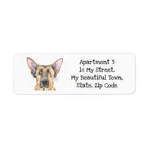 Funny German Shepherd speckle waterverf dog Label