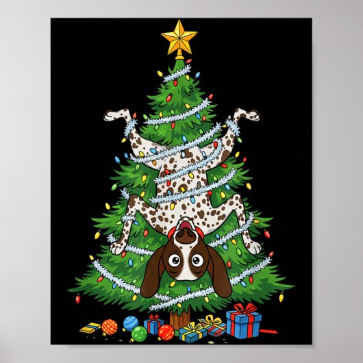 Funny German Shorthaired Inter Dog Christmas Tree  Poster (Voorkant)