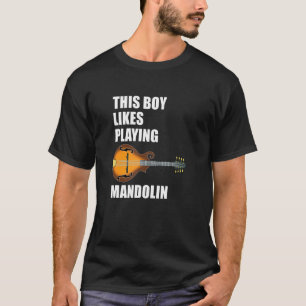 Funny Gezegde Boy houdt van Mandolin Muzieknoten T-shirt