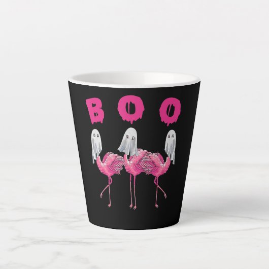 Funny Ghost Flamingo Boo Halloween Costume Gifts Latte Mok (Voorkant)