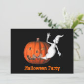 Funny Ghost Jack O Lantern Halloween Uitnodiging (Staand voorkant)