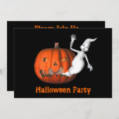 Funny Ghost Jack O Lantern Halloween Uitnodiging (Voorkant / Achterkant)