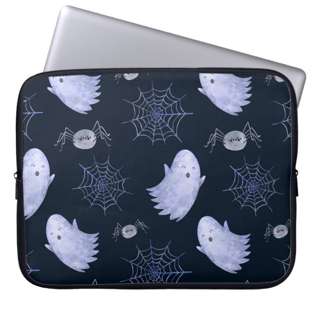Funny Ghost Spider Halloween Patroon. Laptop Sleeve (Voorkant)