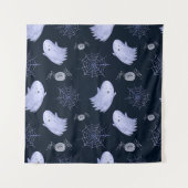 Funny Ghost Spider Halloween Patroon. Wandkleed (Voorkant)