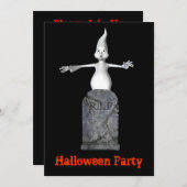 Funny Ghost Tombstone Halloween Uitnodiging (Voorkant / Achterkant)