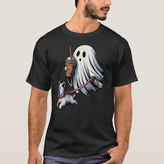 Funny Ghost Walking Dog ghost dog halloween Night T-shirt (Voorkant)