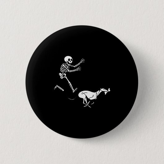 Funny Ghound Running Skeleton Halloween  Ronde Button 5,7 Cm (Voorkant)