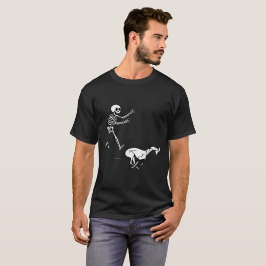 Funny Ghound Running Skeleton Halloween T-shirt (Voorkant volledig)