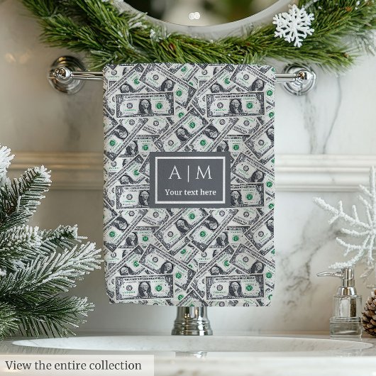 Funny gift classic dollar print with custom name bad handdoek