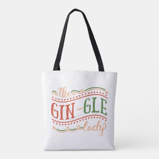 Funny Gin-gle Lady Kerstmis | CANVAS TAS (Achterkant)