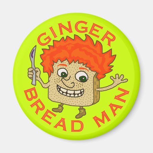 Funny Ginger Bread Man Kerstmis Magneet (Voorkant)