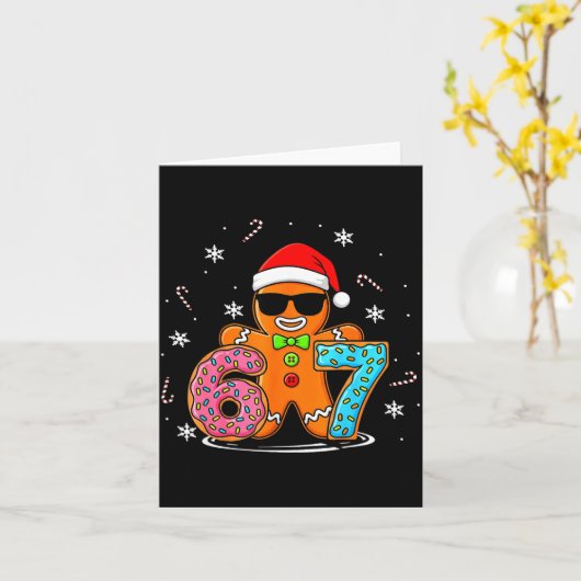 Funny Gingerbread 67 Six Seven Ice Cream Drip Chri Kaart (Gele Bloem)