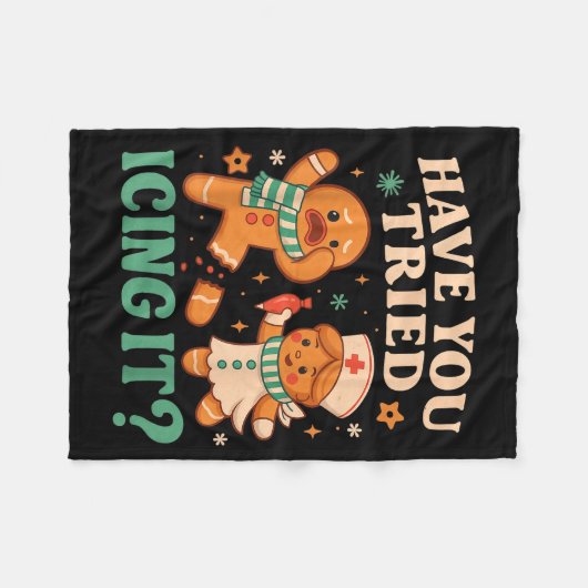 Funny Gingerbread Christmas Pun Have You Tried Ici Fleece Deken (Voorkant (Horizontaal))