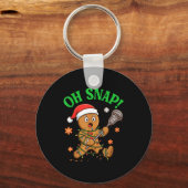 Funny Gingerbread Lacrosse Christmas Cookie Oh Sna Sleutelhanger (Voorkant)