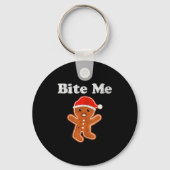 Funny Gingerbread Man Bijt Me Kerst Koek Cos Sleutelhanger (Voorkant)