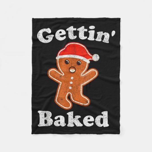 Funny Gingerbread Man Gettin Baked Cookie Baking C Fleece Deken (Voorkant)