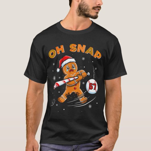 Funny Gingerbread Man Oh Snap 67 Baseball Meme Fun T-shirt (Voorkant)