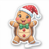 Funny Gingerbread Man Turtle Christmas Womens Mens Sticker (Voorkant)