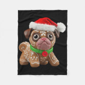 Funny Gingerbread Pug Christmas Womens Mens Kids D Fleece Deken (Voorkant)