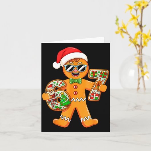 Funny Gingerbread Six Seven 67 Gingerbread Man Xma Kaart (Gele Bloem)