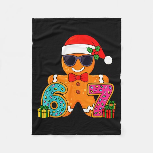 Funny Gingerbread Six Seven 67 Ice Cream Drip Chri Fleece Deken (Voorkant)