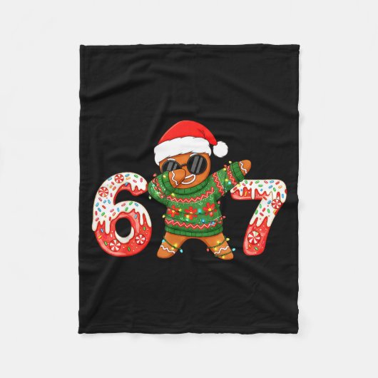 Funny Gingerbread Six Seven 67 Ice Cream Drip Chri Fleece Deken (Voorkant)