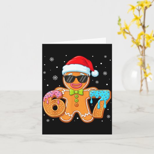 Funny Gingerbread Six Seven 67 Ice Cream Drip Chri Kaart (Gele Bloem)
