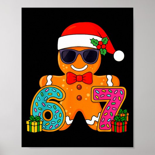 Funny Gingerbread Six Seven 67 Ice Cream Drip Chri Poster (Voorkant)