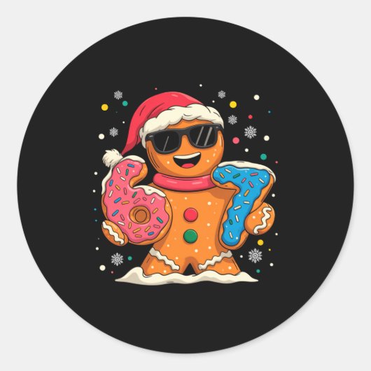 Funny Gingerbread Six Seven 67 Ice Cream Drip Chri Ronde Sticker (Voorkant)