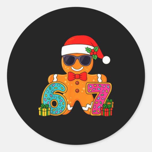 Funny Gingerbread Six Seven 67 Ice Cream Drip Chri Ronde Sticker (Voorkant)