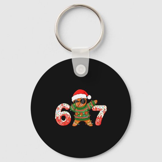 Funny Gingerbread Six Seven 67 Ice Cream Drip Chri Sleutelhanger (Voorkant)