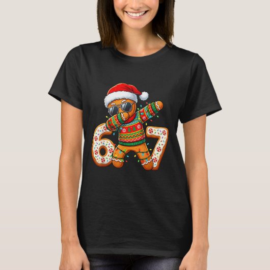 Funny Gingerbread Six Seven 67 Ice Cream Drip Chri T-shirt (Voorkant)
